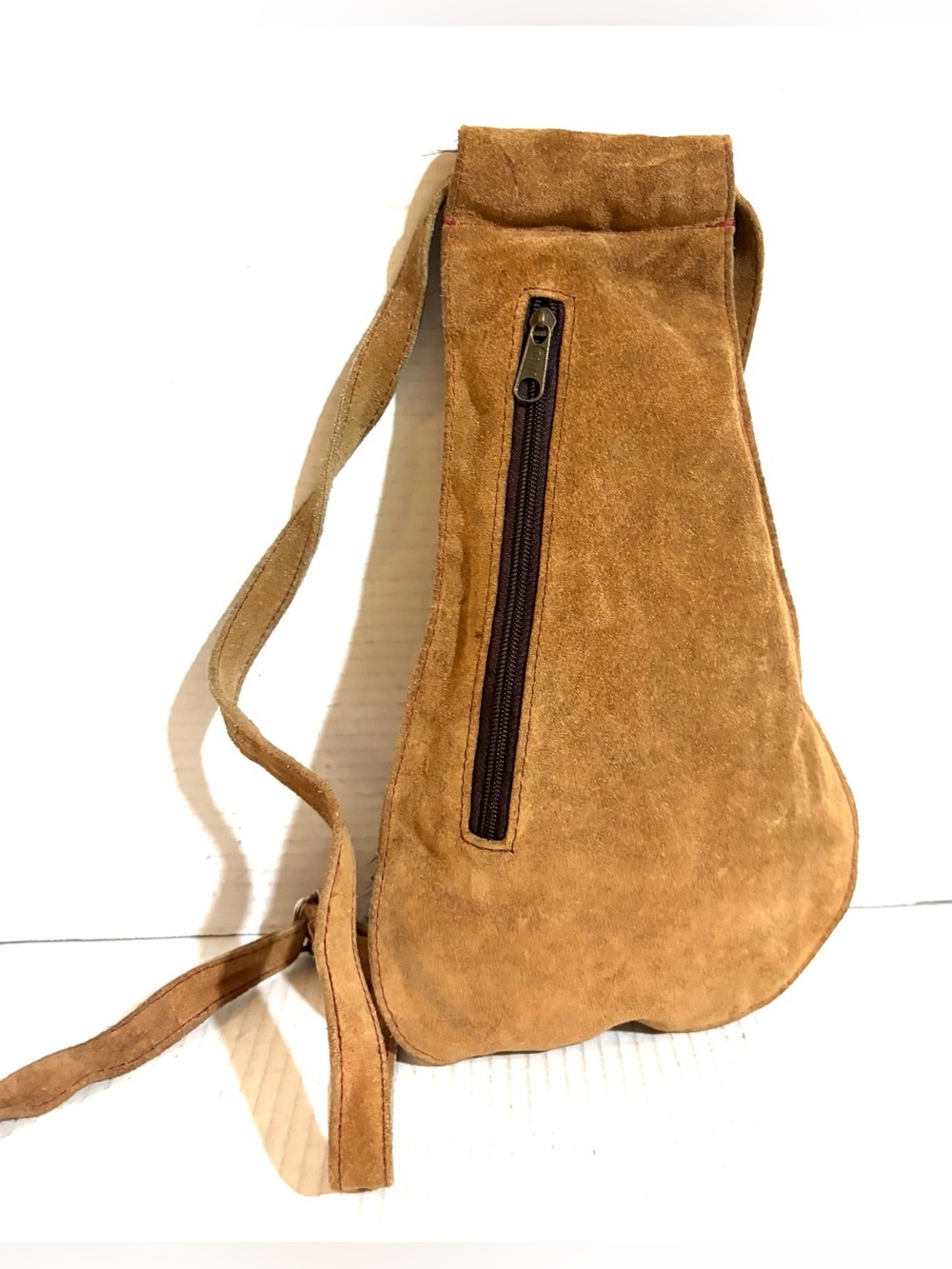 Vintage Tan Suede Sling crossbody Bag